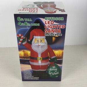 Christmas Inflatable 6' Santa Outdoor LED Lighted NEW Sealed
